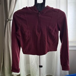 Forever 21 Burgundy Cropped Hoodie